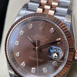 Đồng Hồ Rolex Datejust 36mm 126231 Rep 1:1 Cao Cấp Vỏ Demi Vàng Hồng Mặt Nâu Chocolate Cọc Số Đính Đá Dây Kim Loại Jubilee