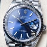 Đồng Hồ Rolex Datejust 36mm 126234-0017 Rep 1:1 Cao Cấp Vỏ Bạc Mặt Xanh Dương Cọc Số Đính Đá Dây Kim Loại