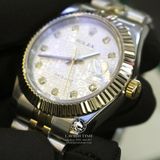 Đồng Hồ Rolex Datejust 41mm Rep 1:1 Cao Cấp Vỏ Demi Vàng Kim Mặt Vi Tính Trắng Cọc Số Đính Đá Dây Kim Loại Jubilee