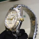 Đồng Hồ Rolex Datejust 41mm Rep 1:1 Cao Cấp Vỏ Demi Vàng Kim Mặt Vi Tính Trắng Cọc Số Đính Đá Dây Kim Loại Jubilee