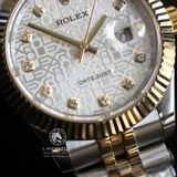 Đồng Hồ Rolex Datejust 41mm Rep 1:1 Cao Cấp Vỏ Demi Vàng Kim Mặt Vi Tính Trắng Cọc Số Đính Đá Dây Kim Loại Jubilee