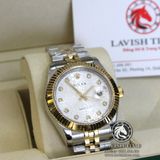 Đồng Hồ Rolex Datejust 41mm Rep 1:1 Cao Cấp Vỏ Demi Vàng Kim Mặt Vi Tính Trắng Cọc Số Đính Đá Dây Kim Loại Jubilee