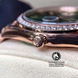 Đồng Hồ Rolex Day-Date 40mm 228345RBR Rep 1:1 Cao Cấp Vỏ Vàng Hồng Niềng Bezel Đinh Đá Mặt Xanh Lá Cọc Số La Mã Dây Kim Loại