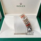 Đồng Hồ Rolex Day-Date 36mm 128348rbr-0017 Rep 1:1 Cao Cấp Vỏ Vàng Kim Niềng Bezel Đính Đá Mặt Xà Cừ Trắng Cọc Số Đính Đá Dây Kim Loại