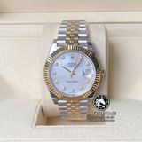 Đồng Hồ Rolex Datejust 41mm 126333-0018 Rep 1:1 Cao Cấp Vỏ Demi Vàng Kim Mặt Xà Cừ Trắng Cọc Số Đính Đá Dây Kim Loại Jubilee