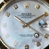Đồng Hồ Rolex Datejust 41mm 126333-0018 Rep 1:1 Cao Cấp Vỏ Demi Vàng Kim Mặt Xà Cừ Trắng Cọc Số Đính Đá Dây Kim Loại Jubilee