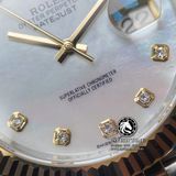 Đồng Hồ Rolex Datejust 41mm 126333-0018 Rep 1:1 Cao Cấp Vỏ Demi Vàng Kim Mặt Xà Cừ Trắng Cọc Số Đính Đá Dây Kim Loại Jubilee
