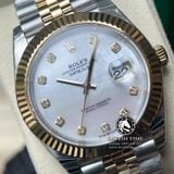 Đồng Hồ Rolex Datejust 41mm 126333-0018 Rep 1:1 Cao Cấp Vỏ Demi Vàng Kim Mặt Xà Cừ Trắng Cọc Số Đính Đá Dây Kim Loại Jubilee