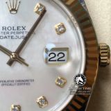 Đồng Hồ Rolex Datejust 41mm 126333-0018 Rep 1:1 Cao Cấp Vỏ Demi Vàng Kim Mặt Xà Cừ Trắng Cọc Số Đính Đá Dây Kim Loại Jubilee