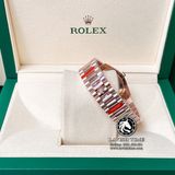 Đồng Hồ Rolex Day-Date 36mm 128345RBR-0028 Rep 1:1 Cao Cấp Vỏ Vàng Hồng Niềng Bezel Đính Đá Mặt Xà Cừ Trắng Dây Kim Loại