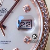Đồng Hồ Rolex Day-Date 36mm 128345RBR-0028 Rep 1:1 Cao Cấp Vỏ Vàng Hồng Niềng Bezel Đính Đá Mặt Xà Cừ Trắng Dây Kim Loại