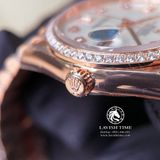Đồng Hồ Rolex Day-Date 36mm 128345RBR-0028 Rep 1:1 Cao Cấp Vỏ Vàng Hồng Niềng Bezel Đính Đá Mặt Xà Cừ Trắng Dây Kim Loại