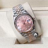 Đồng Hồ Rolex Datejust 36mm 126231 Rep 1:1 Cao Cấp Vỏ Demi Vàng Hồng Mặt Hồng Cọc Số Đính Đá Dây Kim Loại Jubilee