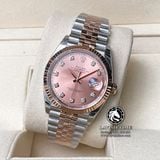 Đồng Hồ Rolex Datejust 36mm 126231 Rep 1:1 Cao Cấp Vỏ Demi Vàng Hồng Mặt Hồng Cọc Số Đính Đá Dây Kim Loại Jubilee