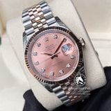 Đồng Hồ Rolex Datejust 36mm 126231 Rep 1:1 Cao Cấp Vỏ Demi Vàng Hồng Mặt Hồng Cọc Số Đính Đá Dây Kim Loại Jubilee