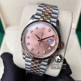 Đồng Hồ Rolex Datejust 36mm 126231 Rep 1:1 Cao Cấp Vỏ Demi Vàng Hồng Mặt Hồng Cọc Số Đính Đá Dây Kim Loại Jubilee