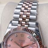 Đồng Hồ Rolex Datejust 36mm 126231 Rep 1:1 Cao Cấp Vỏ Demi Vàng Hồng Mặt Hồng Cọc Số Đính Đá Dây Kim Loại Jubilee