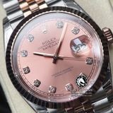 Đồng Hồ Rolex Datejust 36mm 126231 Rep 1:1 Cao Cấp Vỏ Demi Vàng Hồng Mặt Hồng Cọc Số Đính Đá Dây Kim Loại Jubilee