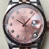 Đồng Hồ Rolex Datejust 36mm 126231 Rep 1:1 Cao Cấp Vỏ Demi Vàng Hồng Mặt Hồng Cọc Số Đính Đá Dây Kim Loại Jubilee