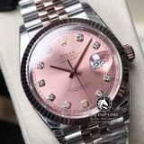 Đồng Hồ Rolex Datejust 36mm 126231 Rep 1:1 Cao Cấp Vỏ Demi Vàng Hồng Mặt Hồng Cọc Số Đính Đá Dây Kim Loại Jubilee