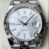 Đồng Hồ Rolex Datejust 41mm 126334-0004 Rep 1:1 Chế Tác Vỏ Bạc Mặt Bạc Cọc Số Vạch Dây Kim Loại
