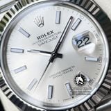 Đồng Hồ Rolex Datejust 41mm 126334-0004 Rep 1:1 Chế Tác Vỏ Bạc Mặt Bạc Cọc Số Vạch Dây Kim Loại