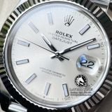 Đồng Hồ Rolex Datejust 41mm 126334-0004 Rep 1:1 Chế Tác Vỏ Bạc Mặt Bạc Cọc Số Vạch Dây Kim Loại