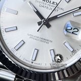 Đồng Hồ Rolex Datejust 41mm 126334-0004 Rep 1:1 Chế Tác Vỏ Bạc Mặt Bạc Cọc Số Vạch Dây Kim Loại