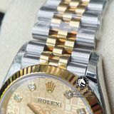 Đồng Hồ Rolex Datejust 36mm 126233-0033 Rep 1:1 Cao Cấp Vỏ Demi Vàng Kim Mặt Vi Tính Vàng Cọc Số Đính Đá Dây Kim Loại Jubilee