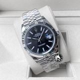 Đồng Hồ Rolex Datejust 41mm 126334-0018 Rep 1:1 Cao Cấp Vỏ Bạc Mặt Đen Cọc Số Vạch Dây Kim Loại Jubilee