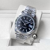 Đồng Hồ Rolex Datejust 41mm 126334-0018 Rep 1:1 Cao Cấp Vỏ Bạc Mặt Đen Cọc Số Vạch Dây Kim Loại Jubilee