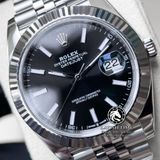 Đồng Hồ Rolex Datejust 41mm 126334-0018 Rep 1:1 Cao Cấp Vỏ Bạc Mặt Đen Cọc Số Vạch Dây Kim Loại Jubilee