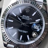 Đồng Hồ Rolex Datejust 41mm 126334-0018 Rep 1:1 Cao Cấp Vỏ Bạc Mặt Đen Cọc Số Vạch Dây Kim Loại Jubilee