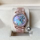 Đồng Hồ Rolex Day-Date 36mm 118235 Rep 1:1 Cao Cấp Vỏ Vàng Hồng Niềng Bezel Đính Đá Mặt Xà Cừ Tím Cọc Số Đính Đá Dây Kim Loại