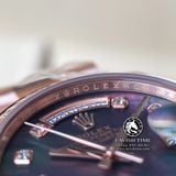 Đồng Hồ Rolex Day-Date 36mm 118235 Rep 1:1 Cao Cấp Vỏ Vàng Hồng Niềng Bezel Đính Đá Mặt Xà Cừ Tím Cọc Số Đính Đá Dây Kim Loại