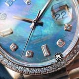 Đồng Hồ Rolex Day-Date 36mm 118235 Rep 1:1 Cao Cấp Vỏ Vàng Hồng Niềng Bezel Đính Đá Mặt Xà Cừ Tím Cọc Số Đính Đá Dây Kim Loại