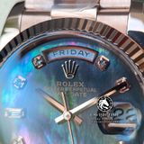 Đồng Hồ Rolex Day-Date 36mm 118235 Rep 1:1 Cao Cấp Vỏ Vàng Hồng Mặt Xà Cừ Tím Cọc Số Đính Đá Dây Kim Loại
