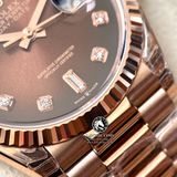 Đồng Hồ Rolex Day-Date 36mm 128235-0037 Rep 1:1 Cao Cấp Vỏ Vàng Hồng Mặt Nâu Ombre Cọc Số Đá Dây Kim Loại