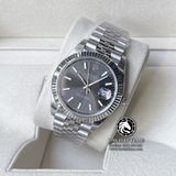 Đồng Hồ Rolex Datejust 41mm 126334-0014 Rep 1:1 Cao Cấp Vỏ Bạc Mặt Xám Cọc Số Vạch Dây Kim Loại Jubilee