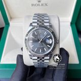 Đồng Hồ Rolex Datejust 41mm 126334-0014 Rep 1:1 Cao Cấp Vỏ Bạc Mặt Xám Cọc Số Vạch Dây Kim Loại Jubilee