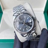 Đồng Hồ Rolex Datejust 41mm 126334-0014 Rep 1:1 Cao Cấp Vỏ Bạc Mặt Xám Cọc Số Vạch Dây Kim Loại Jubilee