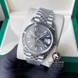 Đồng Hồ Rolex Datejust 41mm 126334-0014 Rep 1:1 Cao Cấp Vỏ Bạc Mặt Xám Cọc Số Vạch Dây Kim Loại Jubilee