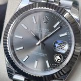 Đồng Hồ Rolex Datejust 41mm 126334-0014 Rep 1:1 Cao Cấp Vỏ Bạc Mặt Xám Cọc Số Vạch Dây Kim Loại Jubilee