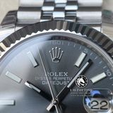 Đồng Hồ Rolex Datejust 41mm 126334-0014 Rep 1:1 Cao Cấp Vỏ Bạc Mặt Xám Cọc Số Vạch Dây Kim Loại Jubilee
