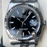 Đồng Hồ Rolex Datejust 36mm 116234-0085 Rep 1:1 Chế Tác Vỏ Bạc Mặt Đen Cọc Số Vạch Dây Kim Loại Jubilee