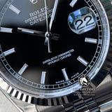 Đồng Hồ Rolex Datejust 36mm 116234-0085 Rep 1:1 Chế Tác Vỏ Bạc Mặt Đen Cọc Số Vạch Dây Kim Loại Jubilee