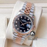 Đồng Hồ Rolex Datejust 36mm 126231-0019 Rep 1:1 Cao Cấp Vỏ Demi Vàng Hồng Mặt Đen Cọc Số Đính Đá Dây Kim Loại Julibee