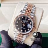 Đồng Hồ Rolex Datejust 36mm 126231-0019 Rep 1:1 Cao Cấp Vỏ Demi Vàng Hồng Mặt Đen Cọc Số Đính Đá Dây Kim Loại Julibee