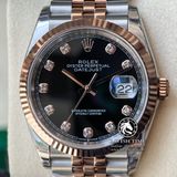 Đồng Hồ Rolex Datejust 36mm 126231-0019 Rep 1:1 Cao Cấp Vỏ Demi Vàng Hồng Mặt Đen Cọc Số Đính Đá Dây Kim Loại Julibee