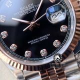 Đồng Hồ Rolex Datejust 36mm 126231-0019 Rep 1:1 Cao Cấp Vỏ Demi Vàng Hồng Mặt Đen Cọc Số Đính Đá Dây Kim Loại Julibee